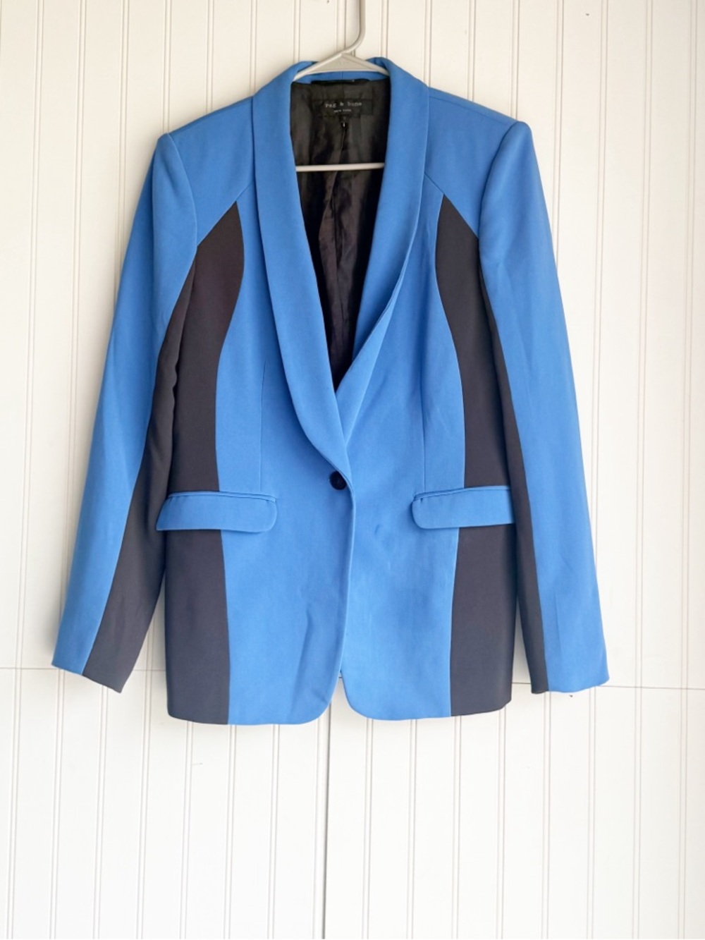 Rag & Bone Size 8 Blue Black Colorblock Jefferson Blazer Jacker - Picture 4 of 8